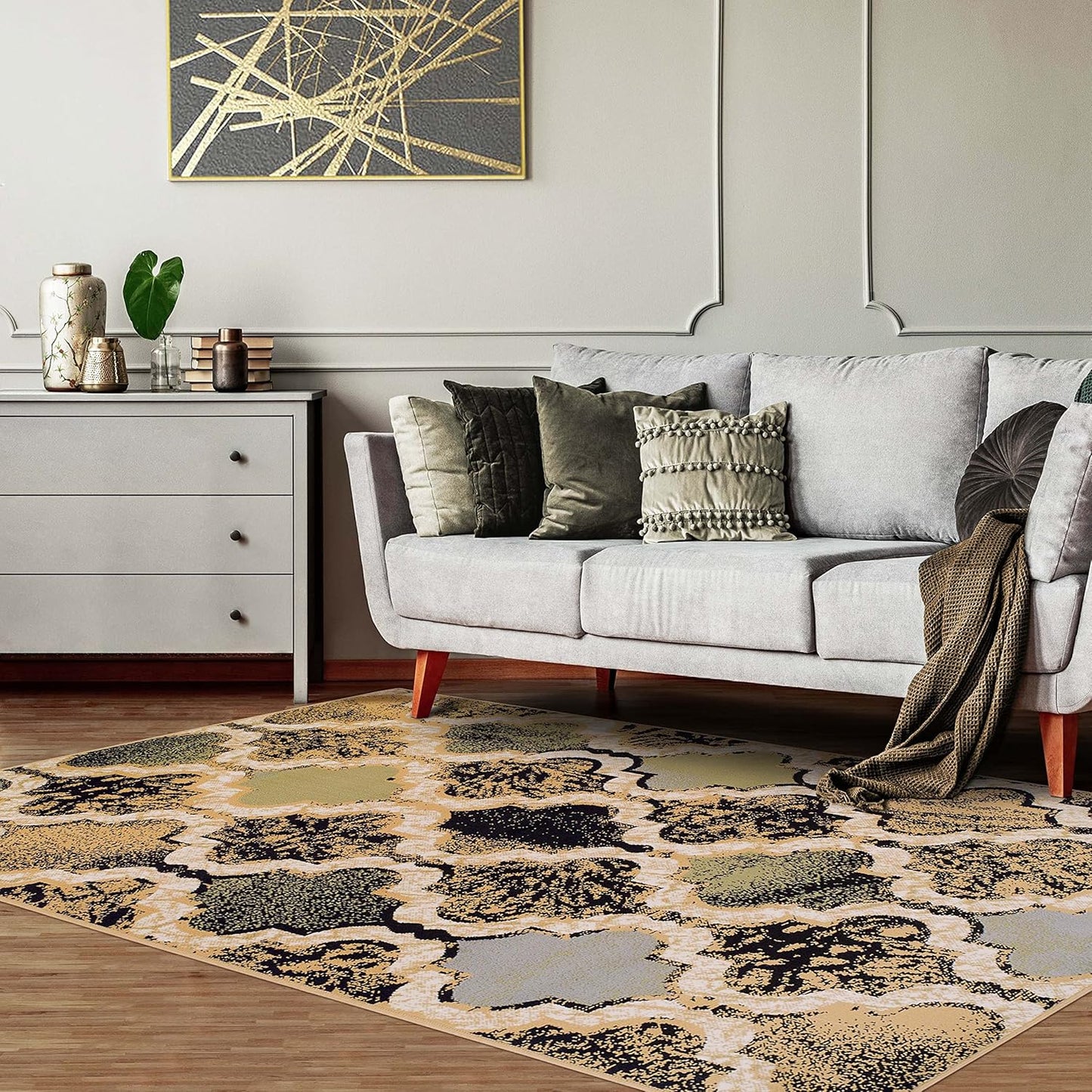 Superior Viking 3 Piece Indoor Area Rug Set, Jute Backing, Modern Trellis Decor for Hallway, Entry, Office, Kitchen, Bedroom, Living Room Floors, Plush Rugs, 2' 7" x 8', 2' x 3', 4' x 6', Chocolate