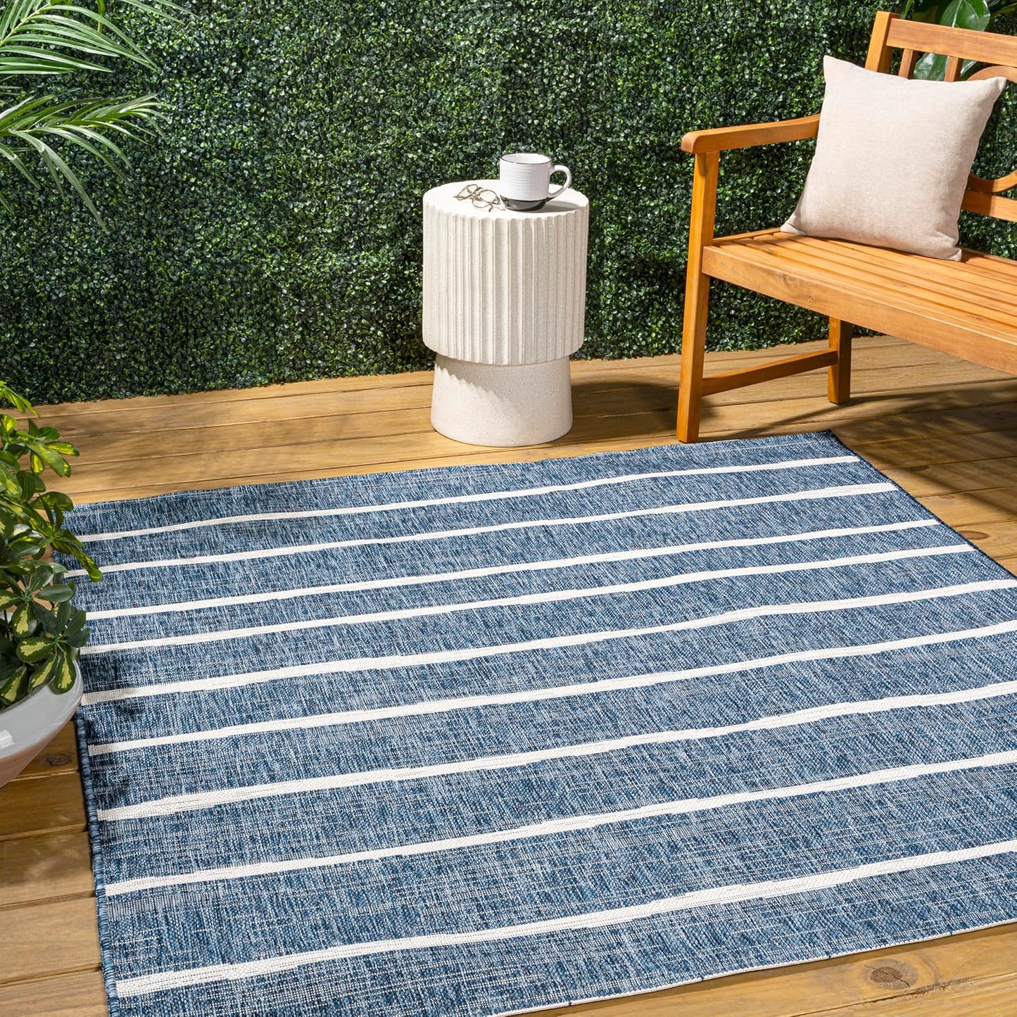 JONATHAN Y SMB125D-8 Colonia Berber Stripe Indoor/Outdoor 8 ft. x 10 ft. Area Rug, Contemporary, Bohemian, Minimalistic, Rustic, Pet Friendly, Stain Resistant, Bedroom, Backyard, Patio, Ivory/Black