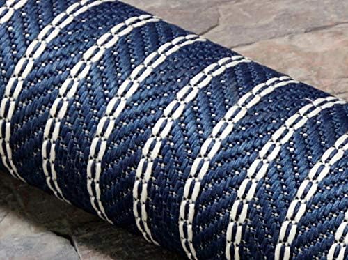 Indoor Outdoor Striped Rug 5'3"x7'6" Navy Blue