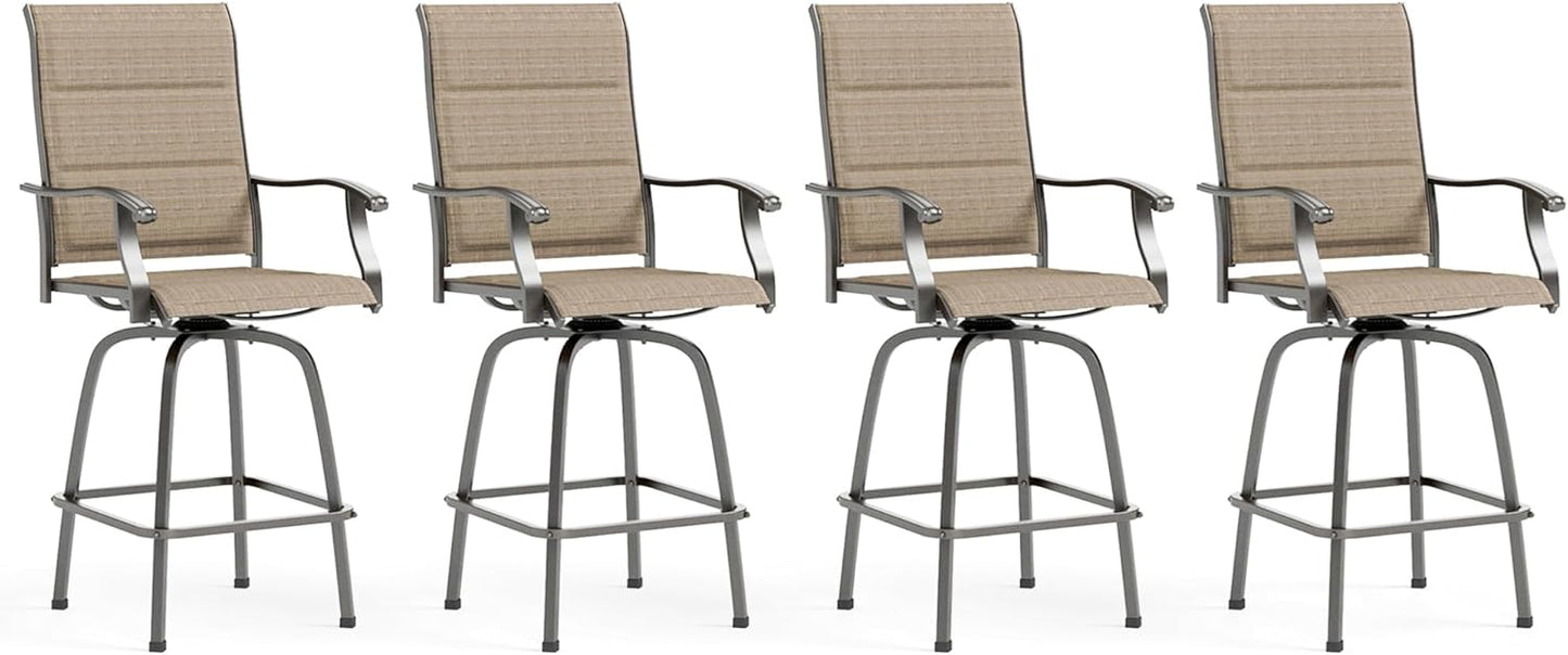 MFSTUDIO Outdoor Bar Stools Set of 4, Patio Bar Height Sling Chairs, Steel Frame All-Weather Resistant,Breathable Textilene Fabric