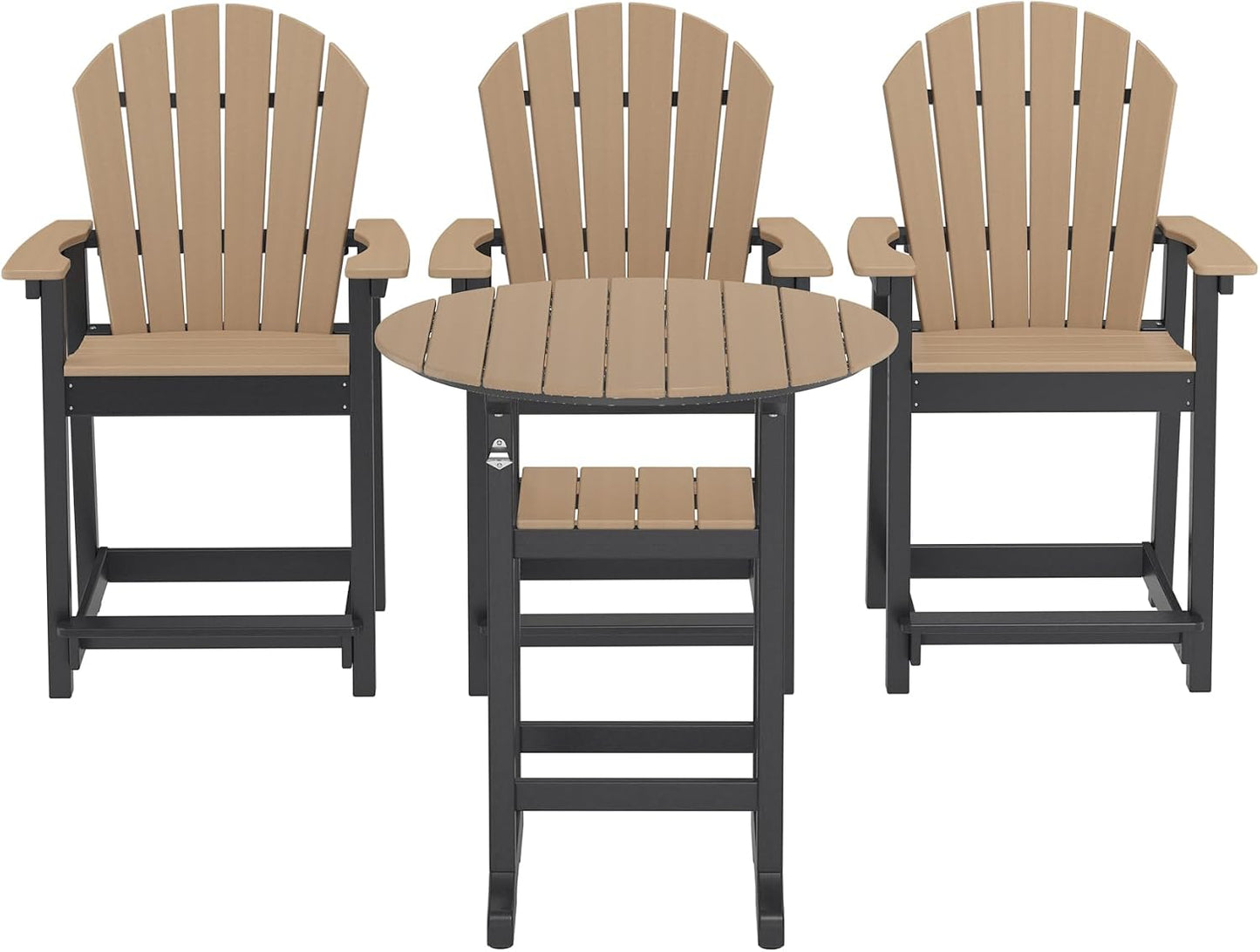 Tall Adirondack Chairs, Outdoor Balcony Chair, Patio Bar Stool with Widened Arms, High Back, Footrest, 400lbs, All-Weather Bar Height Chair for Garden, Yard, Backyard