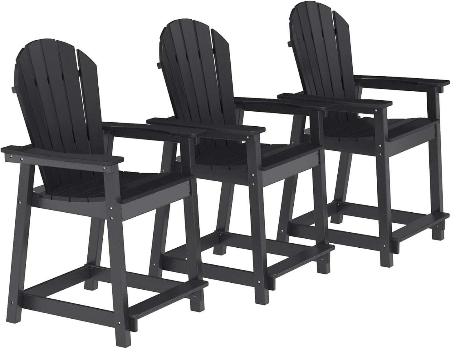 Tall Adirondack Chairs, Outdoor Balcony Chair, Patio Bar Stool with Widened Arms, High Back, Footrest, 400lbs, All-Weather Bar Height Chair for Garden, Yard, Backyard