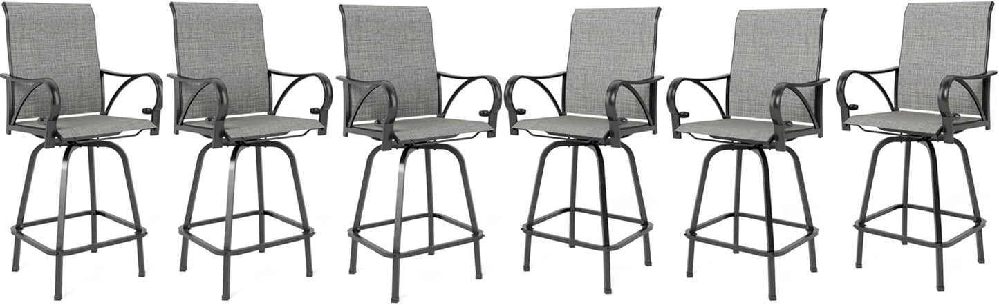 MFSTUDIO Outdoor Bar Stools Set of 4, Patio Bar Height Sling Chairs, Steel Frame All-Weather Resistant,Breathable Textilene Fabric