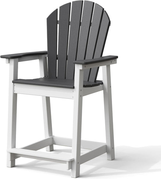 Tall Adirondack Chairs, Outdoor Balcony Chair, Patio Bar Stool with Widened Arms, High Back, Footrest, 400lbs, All-Weather Bar Height Chair for Garden, Yard, Backyard