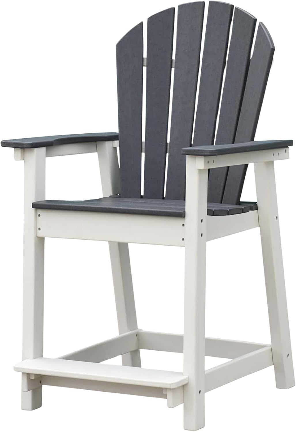 Tall Adirondack Chairs, Outdoor Balcony Chair, Patio Bar Stool with Widened Arms, High Back, Footrest, 400lbs, All-Weather Bar Height Chair for Garden, Yard, Backyard