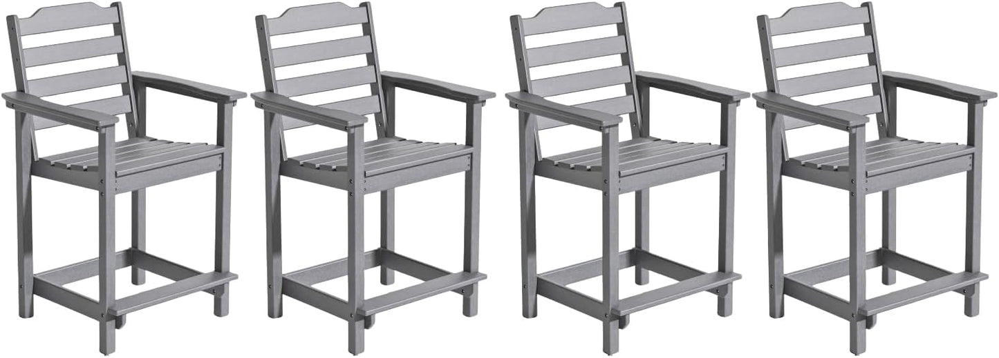 Tall Adirondack Chairs, Outdoor Balcony Chair, Patio Bar Stool with Widened Arms, High Back, Footrest, 400lbs, All-Weather Bar Height Chair for Garden, Yard, Backyard