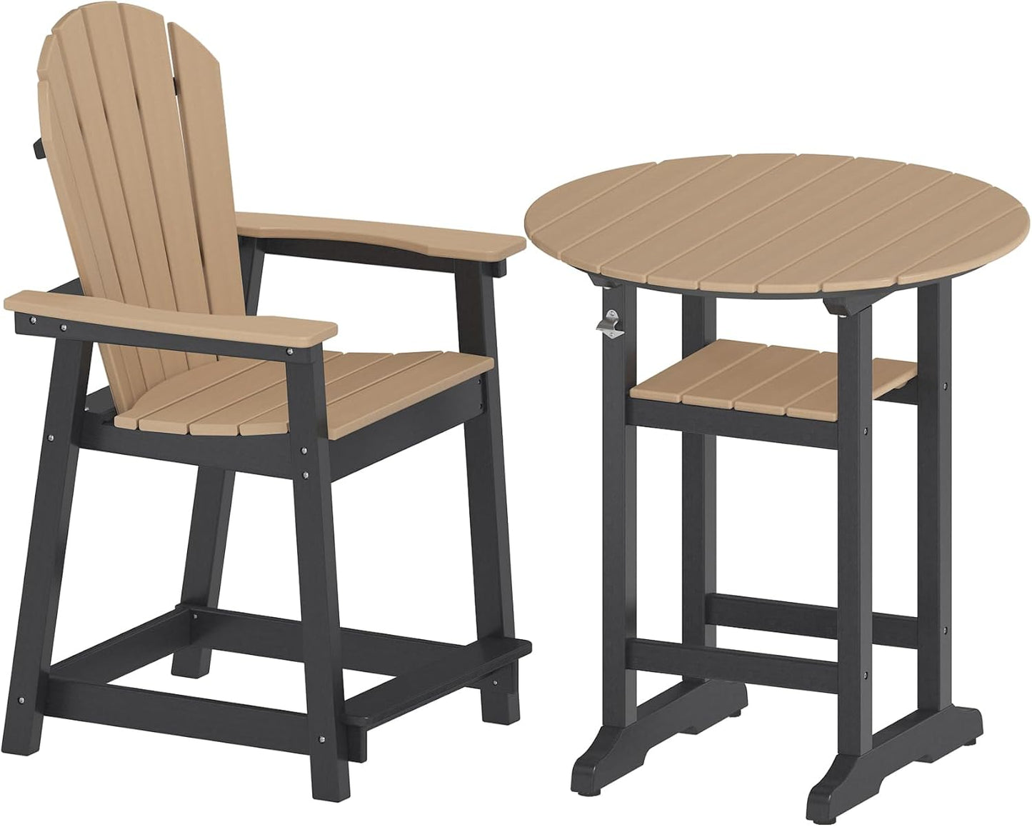 Tall Adirondack Chairs, Outdoor Balcony Chair, Patio Bar Stool with Widened Arms, High Back, Footrest, 400lbs, All-Weather Bar Height Chair for Garden, Yard, Backyard