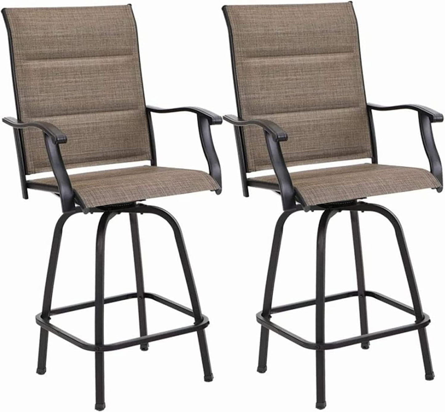 MFSTUDIO Outdoor Bar Stools Set of 4, Patio Bar Height Sling Chairs, Steel Frame All-Weather Resistant,Breathable Textilene Fabric