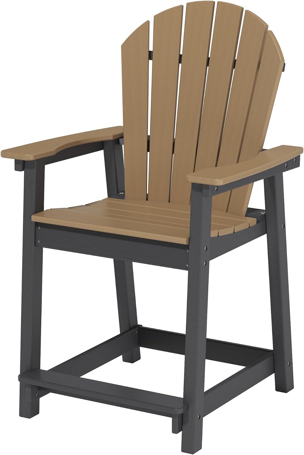 Tall Adirondack Chairs, Outdoor Balcony Chair, Patio Bar Stool with Widened Arms, High Back, Footrest, 400lbs, All-Weather Bar Height Chair for Garden, Yard, Backyard