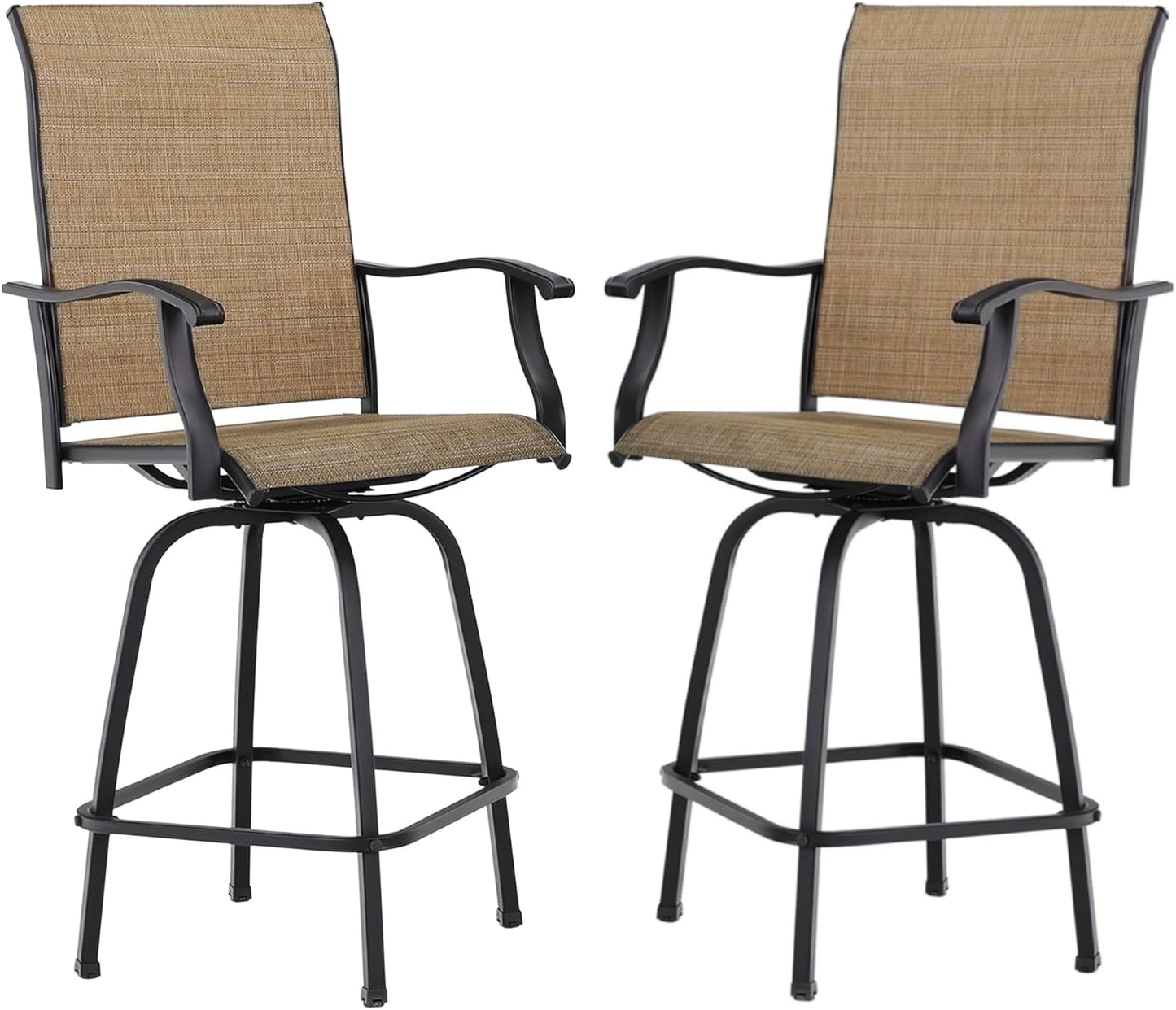 MFSTUDIO Outdoor Bar Stools Set of 4, Patio Bar Height Sling Chairs, Steel Frame All-Weather Resistant,Breathable Textilene Fabric