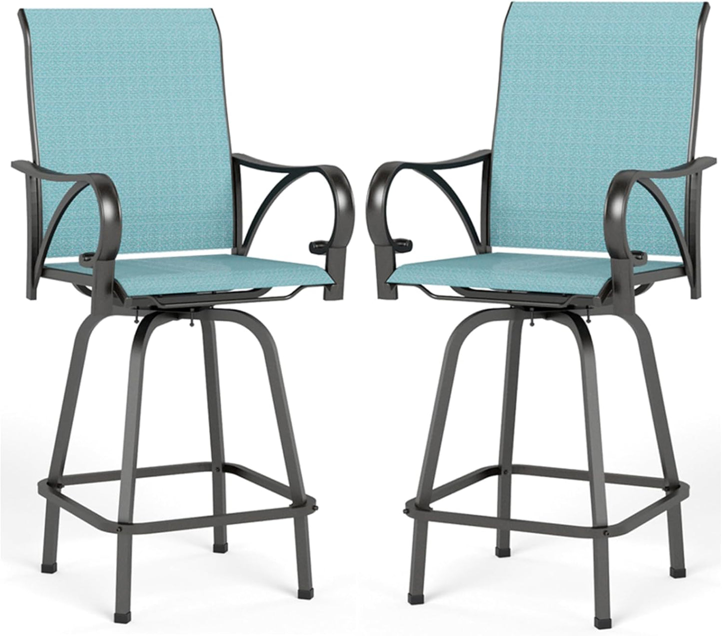 MFSTUDIO Outdoor Bar Stools Set of 4, Patio Bar Height Sling Chairs, Steel Frame All-Weather Resistant,Breathable Textilene Fabric
