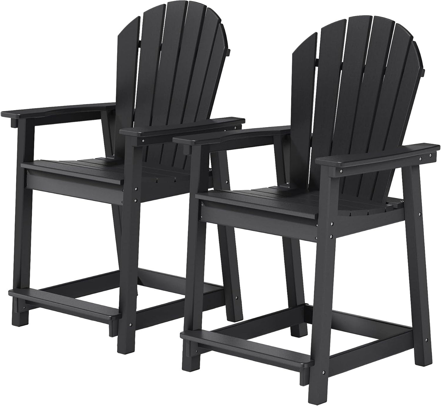 Tall Adirondack Chairs, Outdoor Balcony Chair, Patio Bar Stool with Widened Arms, High Back, Footrest, 400lbs, All-Weather Bar Height Chair for Garden, Yard, Backyard