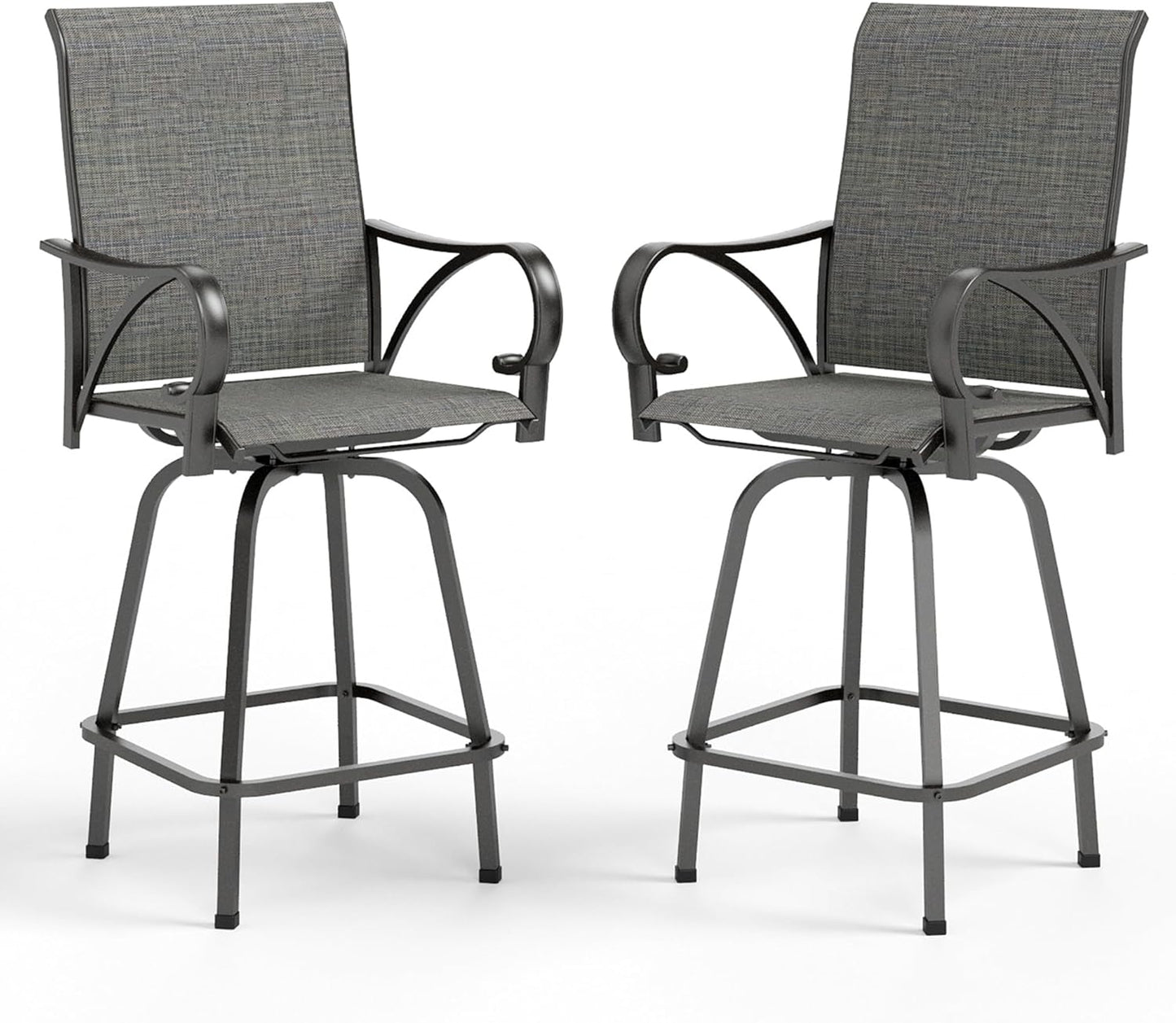 MFSTUDIO Outdoor Bar Stools Set of 4, Patio Bar Height Sling Chairs, Steel Frame All-Weather Resistant,Breathable Textilene Fabric