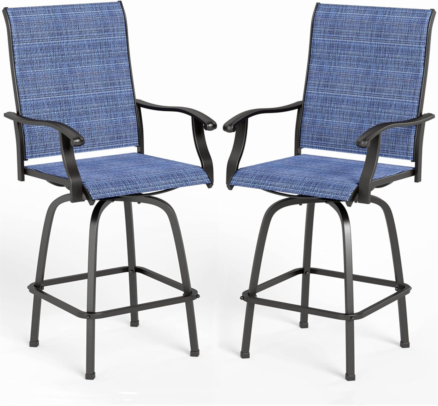 MFSTUDIO Outdoor Bar Stools Set of 4, Patio Bar Height Sling Chairs, Steel Frame All-Weather Resistant,Breathable Textilene Fabric