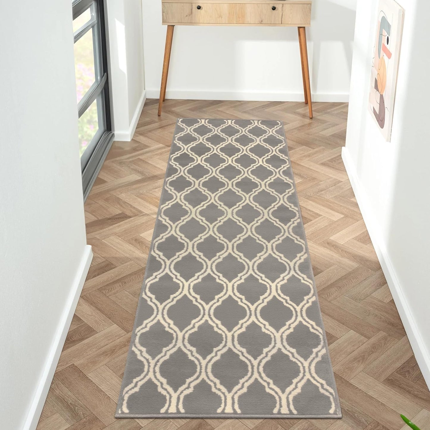 Superior Elegant Double Trellis 3 Piece Indoor Area Rug Set, Jute Backing, Modern Decor for Hallway, Entry, Office, Kitchen, Bedroom, Living Room Floors, Plush Rugs, 3' x 5', 5' x 8', 8' x 10', Grey