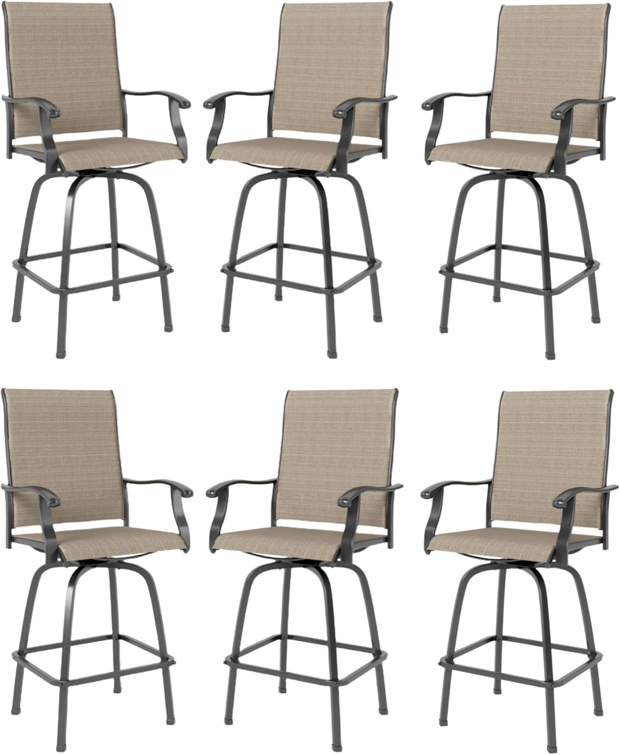 MFSTUDIO Outdoor Bar Stools Set of 4, Patio Bar Height Sling Chairs, Steel Frame All-Weather Resistant,Breathable Textilene Fabric