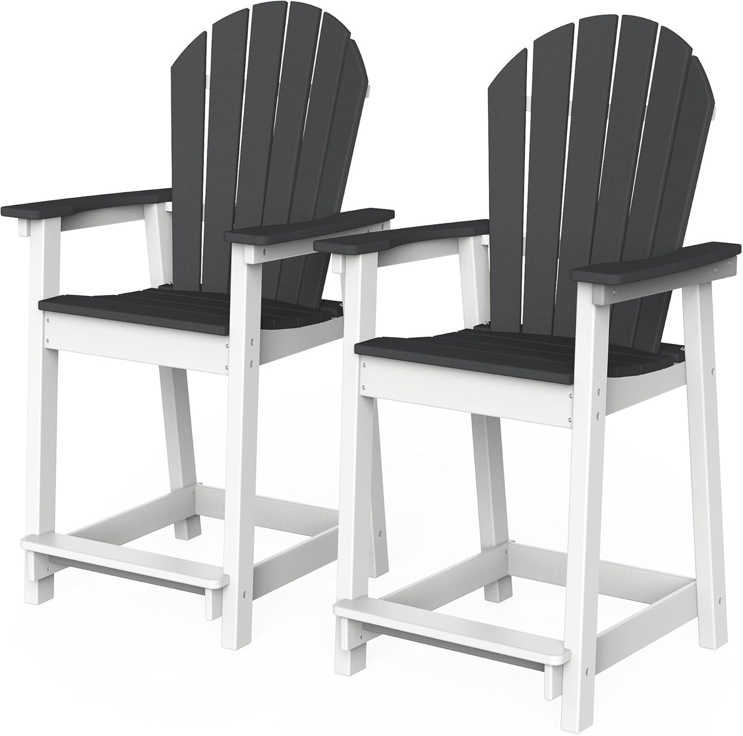 Tall Adirondack Chairs, Outdoor Balcony Chair, Patio Bar Stool with Widened Arms, High Back, Footrest, 400lbs, All-Weather Bar Height Chair for Garden, Yard, Backyard