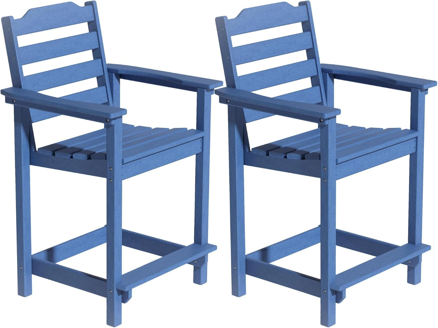 Tall Adirondack Chairs, Outdoor Balcony Chair, Patio Bar Stool with Widened Arms, High Back, Footrest, 400lbs, All-Weather Bar Height Chair for Garden, Yard, Backyard