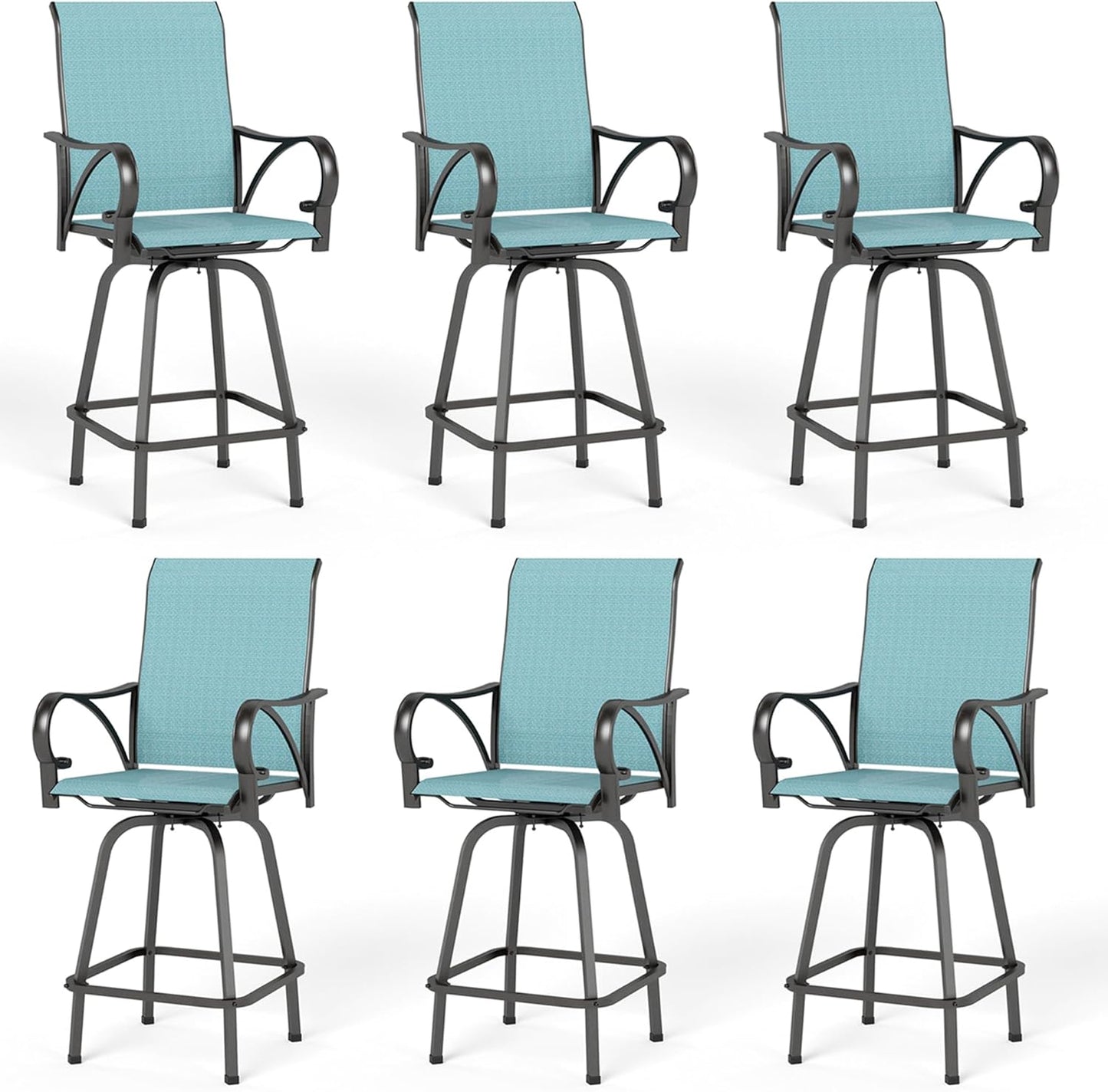 MFSTUDIO Outdoor Bar Stools Set of 4, Patio Bar Height Sling Chairs, Steel Frame All-Weather Resistant,Breathable Textilene Fabric