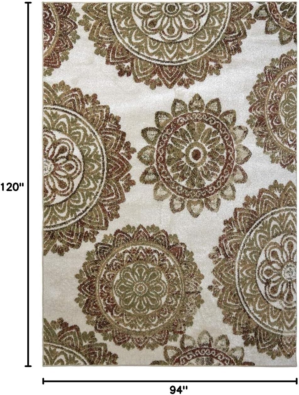 Gertmenian Area Rug 3 Piece Sets Non-Shedding Soft Modern Contemporary Carpet pc Living Room Dining Entryway Bedroom Runner Rugs Gift Set, 2x6 5x7 8x10 Large, Ivory Abstract Sunflower, 81742