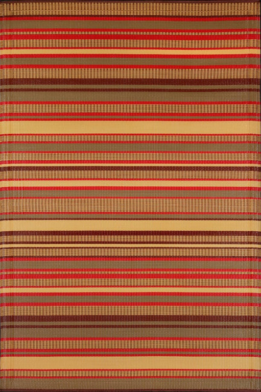 Mad Mats Geometric Stripe 5x8 Brown Outdoor Rug, Reversible Plastic Mat for Patio, Porch, Poolside, Mudroom, Camping, RV, Deck