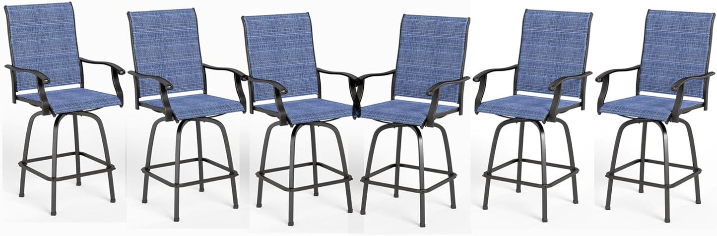 MFSTUDIO Outdoor Bar Stools Set of 4, Patio Bar Height Sling Chairs, Steel Frame All-Weather Resistant,Breathable Textilene Fabric