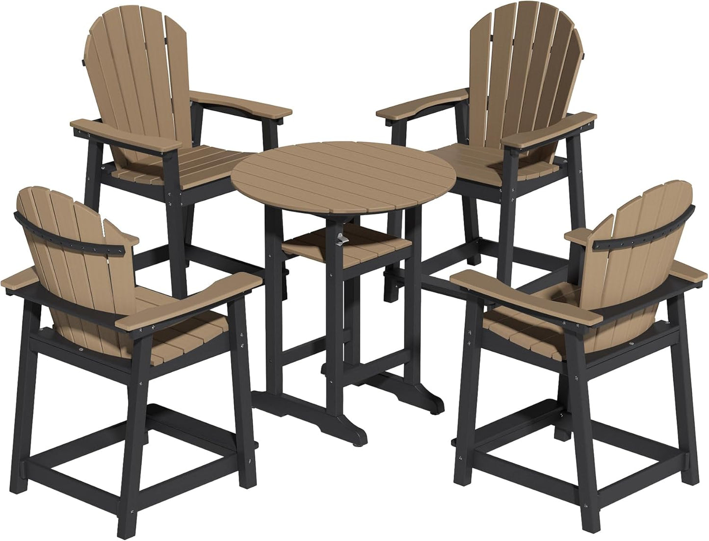 Tall Adirondack Chairs, Outdoor Balcony Chair, Patio Bar Stool with Widened Arms, High Back, Footrest, 400lbs, All-Weather Bar Height Chair for Garden, Yard, Backyard