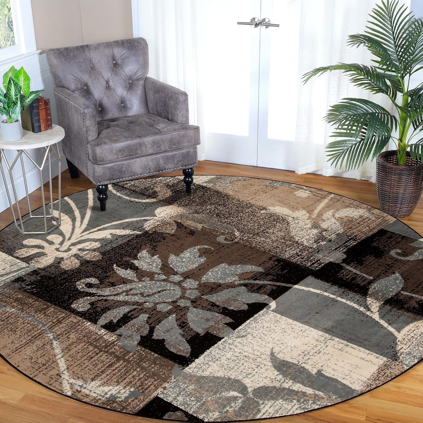 Superior Pastiche 3 Piece Indoor Area Rug Set, Jute Backing, Modern Floral Patchwork Decor, Hallway, Office, Kitchen, Bedroom, Living Room Floors, Plush Rugs, 2' x 3', 4' x 6', 6' x 9', Beige