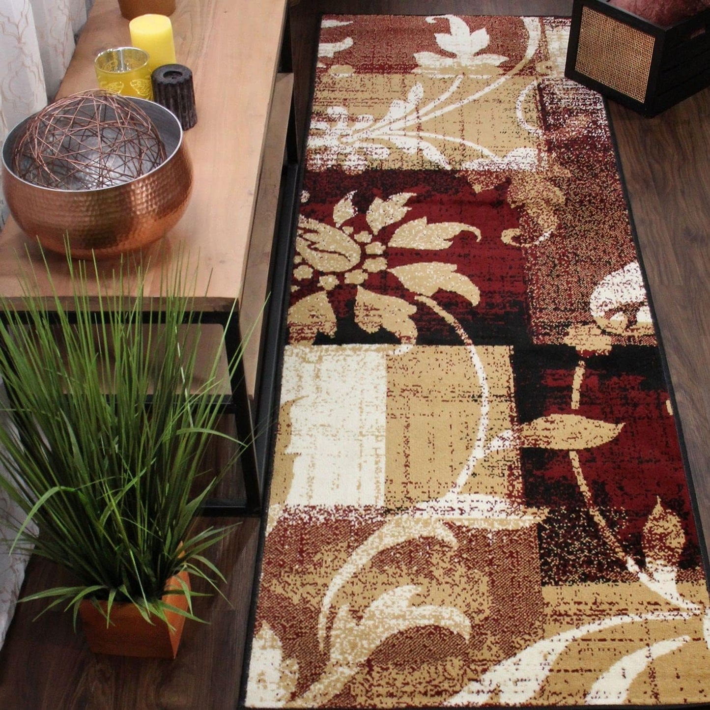 Superior Pastiche 3 Piece Indoor Area Rug Set, Jute Backing, Modern Floral Patchwork Decor, Hallway, Office, Kitchen, Bedroom, Living Room Floors, Plush Rugs, 2' x 3', 4' x 6', 6' x 9', Beige