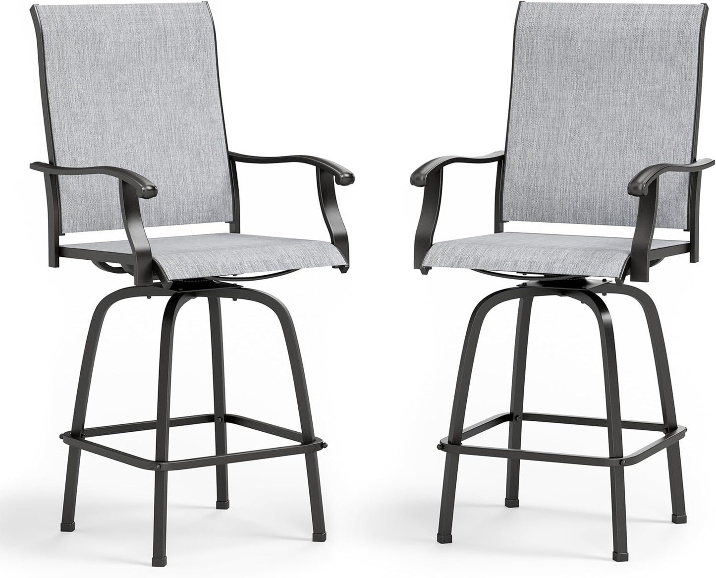 MFSTUDIO Outdoor Bar Stools Set of 4, Patio Bar Height Sling Chairs, Steel Frame All-Weather Resistant,Breathable Textilene Fabric