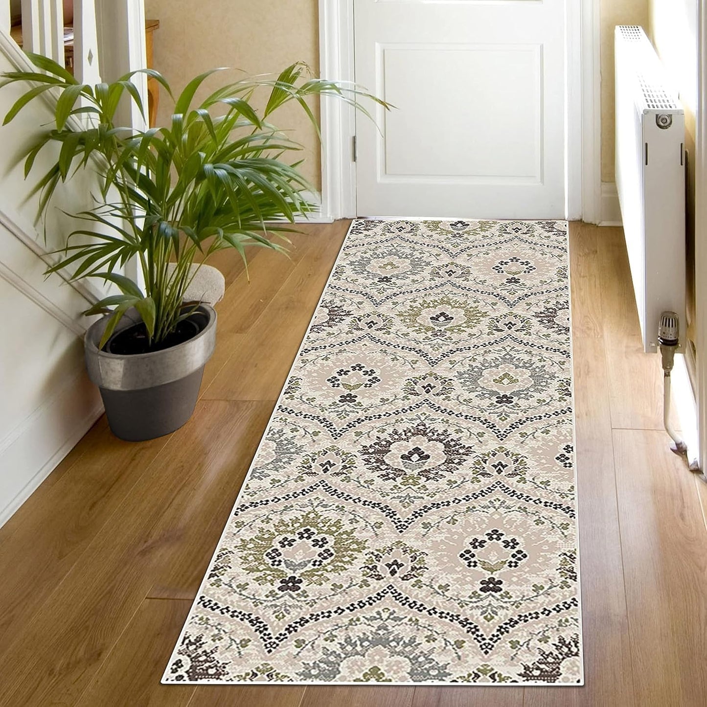 Superior Augusta 3 Piece Indoor Area Rug Set, Jute Backing, Floral Damask Decor for Hallway, Entry, Office, Kitchen, Bedroom, Living Room Floors, Plush Rugs, 2' 7" x 8', 2' x 3', 5' x 8', Beige