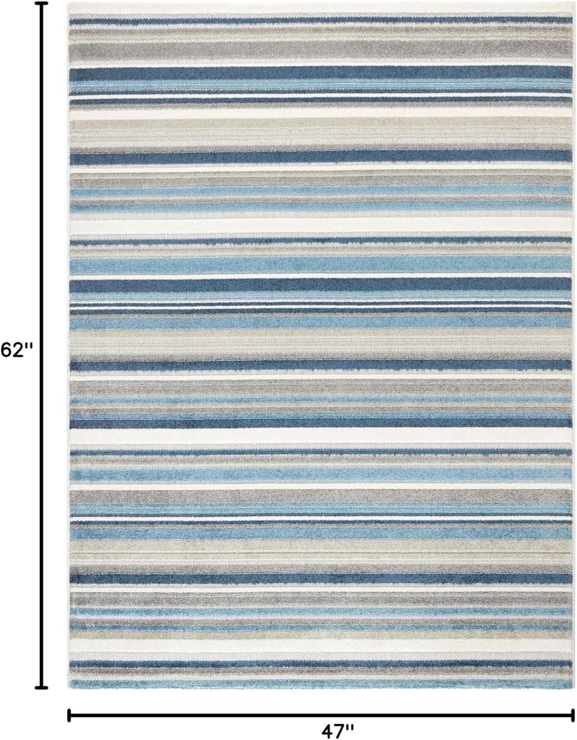 TOWN & COUNTRY EVERYDAY Rio Multicolor Stripe Indoor Outdoor Area Rug, UV Fade Resistant, High-Low Pile, Blue/Multi, 3'11"x5'2"