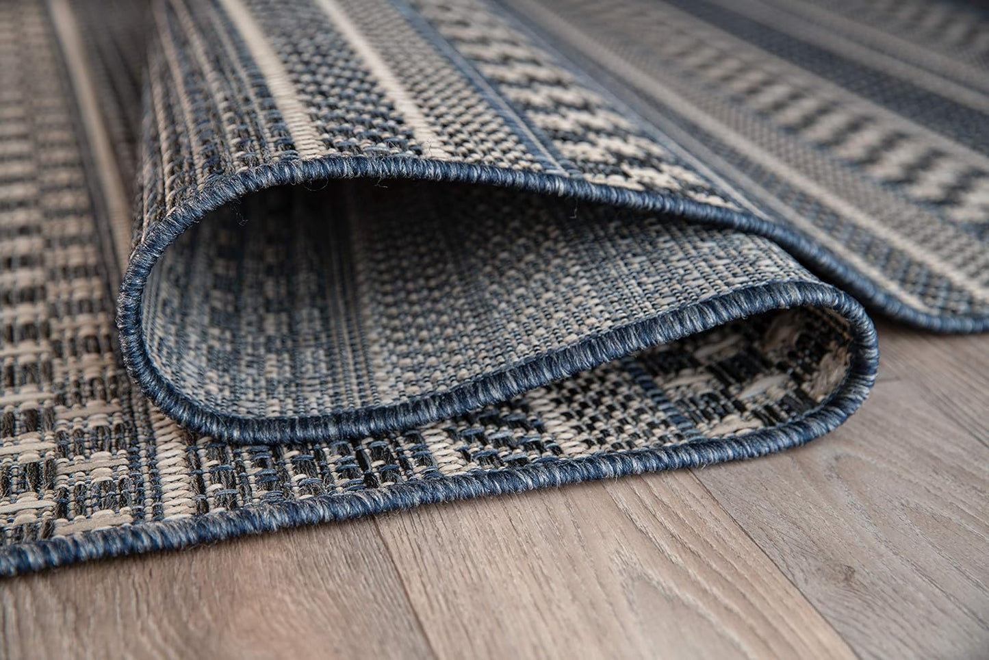 Rugshop Bohemian Stripes for Patio Rugs,Deck Rugs,Balcony Rugs Indoor/Outdoor Area Rug 5' x 7' Blue