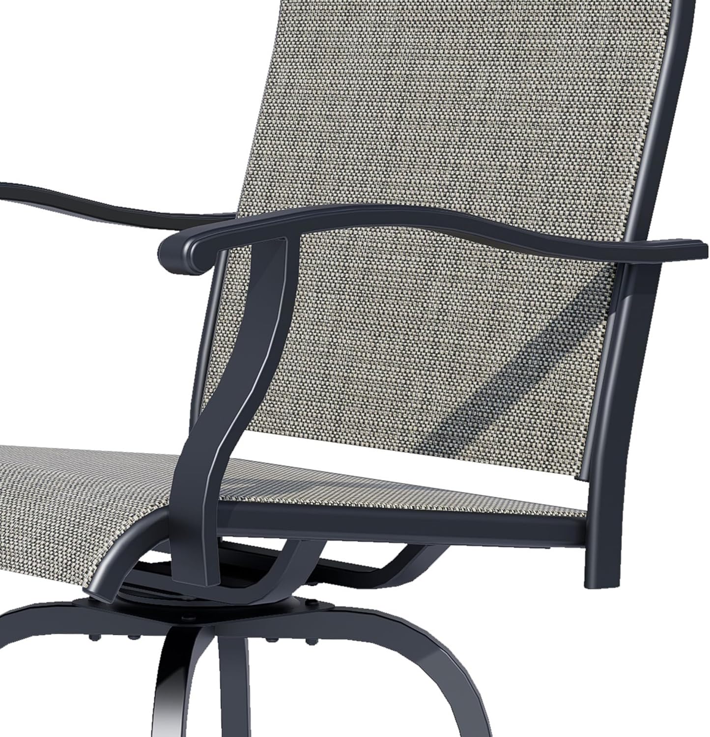 Outdoor Swivel Bar Stools Set of 2, High Top Bistro Stools with Textilene Seating Footrest, All-Weather Bar Height Furniture for Patio Outside, Beach, Lawn, Poolside and Garden
