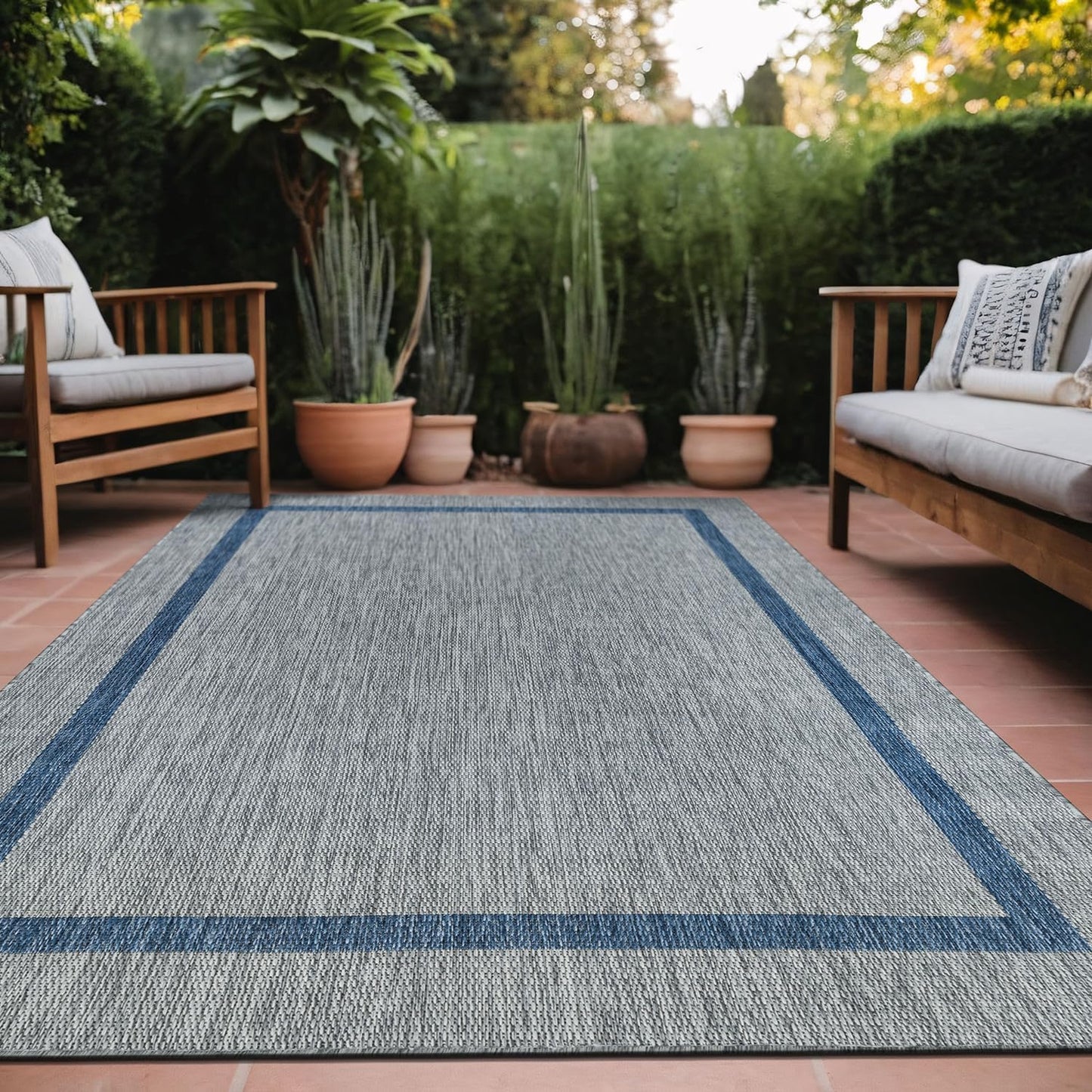 Stripe Outdoor Rug 8x10 Washable Outside Carpet for Indoor Patio Porch Waterproof Easy Cleaning Non Shedding Area Rugs Gray 8 x 10