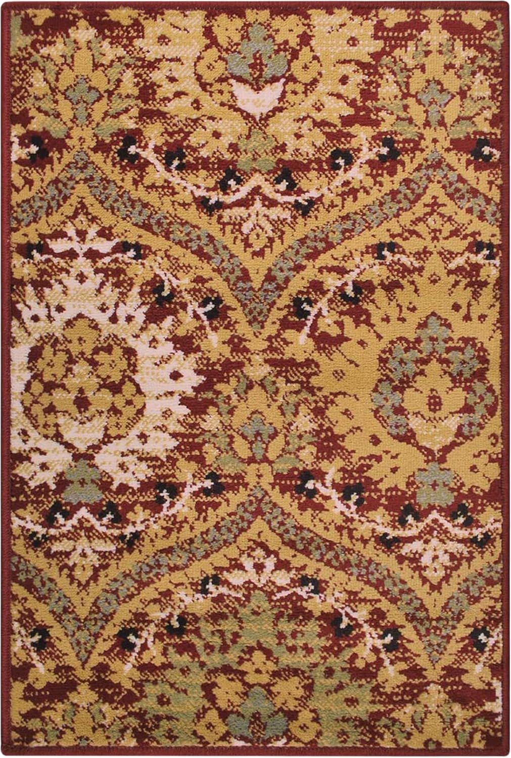 Superior Augusta 3 Piece Indoor Area Rug Set, Jute Backing, Floral Damask Decor for Hallway, Entry, Office, Kitchen, Bedroom, Living Room Floors, Plush Rugs, 2' 7" x 8', 2' x 3', 5' x 8', Beige