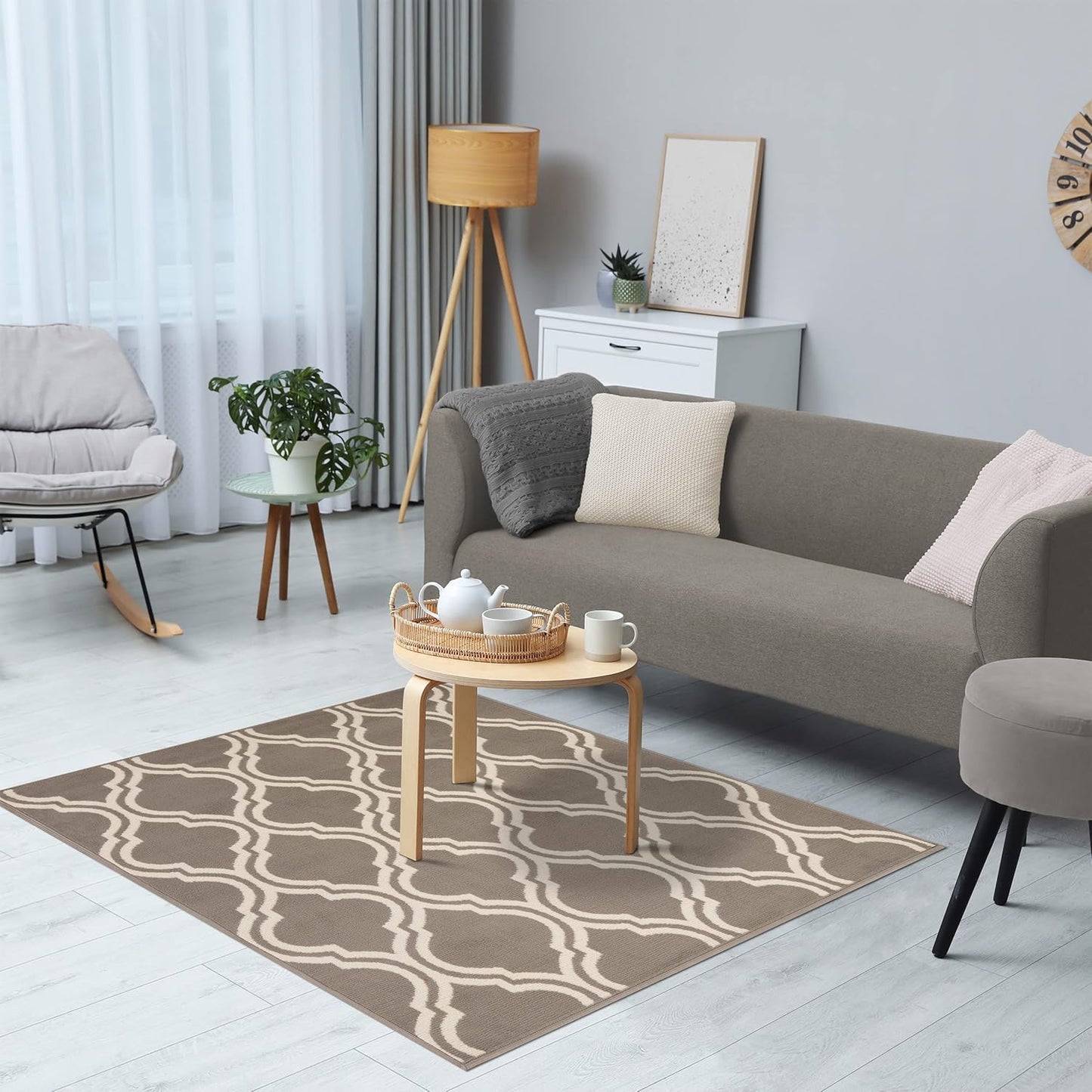 Superior Elegant Double Trellis 3 Piece Indoor Area Rug Set, Jute Backing, Modern Decor for Hallway, Entry, Office, Kitchen, Bedroom, Living Room Floors, Plush Rugs, 3' x 5', 5' x 8', 8' x 10', Grey
