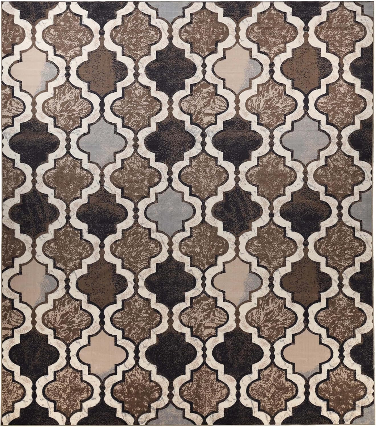 Superior Viking 3 Piece Indoor Area Rug Set, Jute Backing, Modern Trellis Decor for Hallway, Entry, Office, Kitchen, Bedroom, Living Room Floors, Plush Rugs, 2' 7" x 8', 2' x 3', 4' x 6', Chocolate