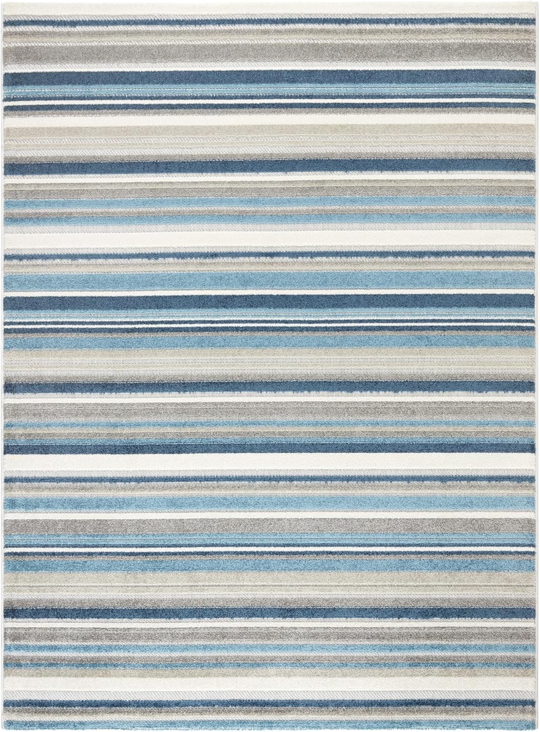 TOWN & COUNTRY EVERYDAY Rio Multicolor Stripe Indoor Outdoor Area Rug, UV Fade Resistant, High-Low Pile, Blue/Multi, 3'11"x5'2"
