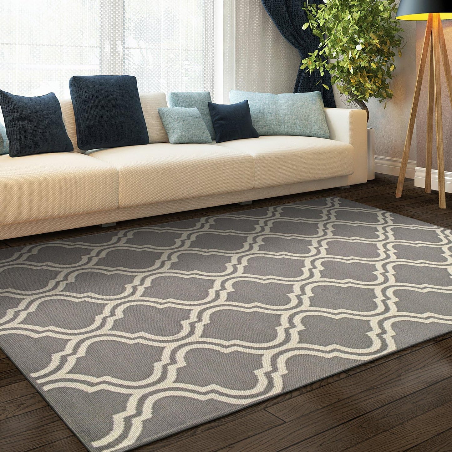 Superior Elegant Double Trellis 3 Piece Indoor Area Rug Set, Jute Backing, Modern Decor for Hallway, Entry, Office, Kitchen, Bedroom, Living Room Floors, Plush Rugs, 3' x 5', 5' x 8', 8' x 10', Grey