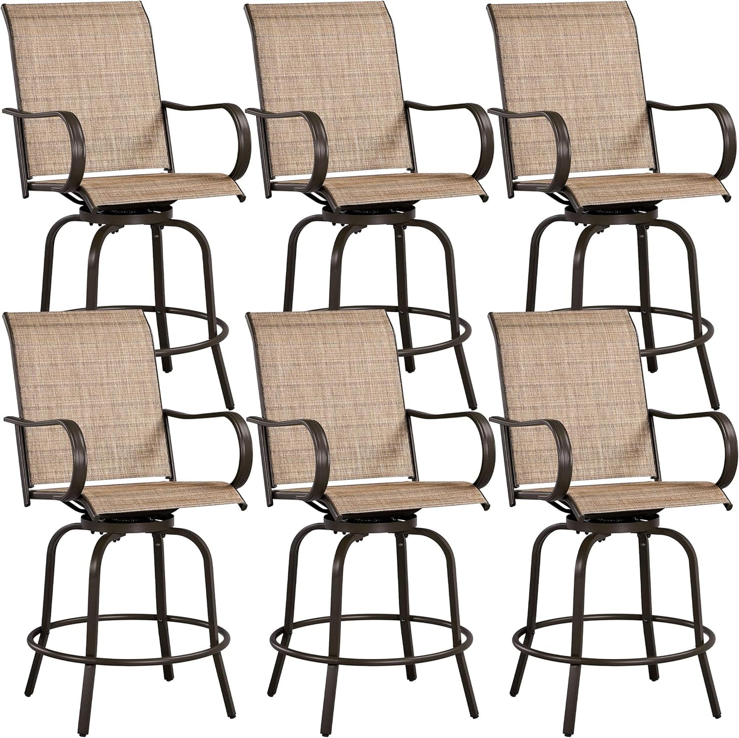 Yaheetech Outdoor Patio Swivel Bar Stools Outdoor Chairs Set of 2, All-Weather Patio Stools for Outside, Beach, Lawn, Poolside and Garden, Black