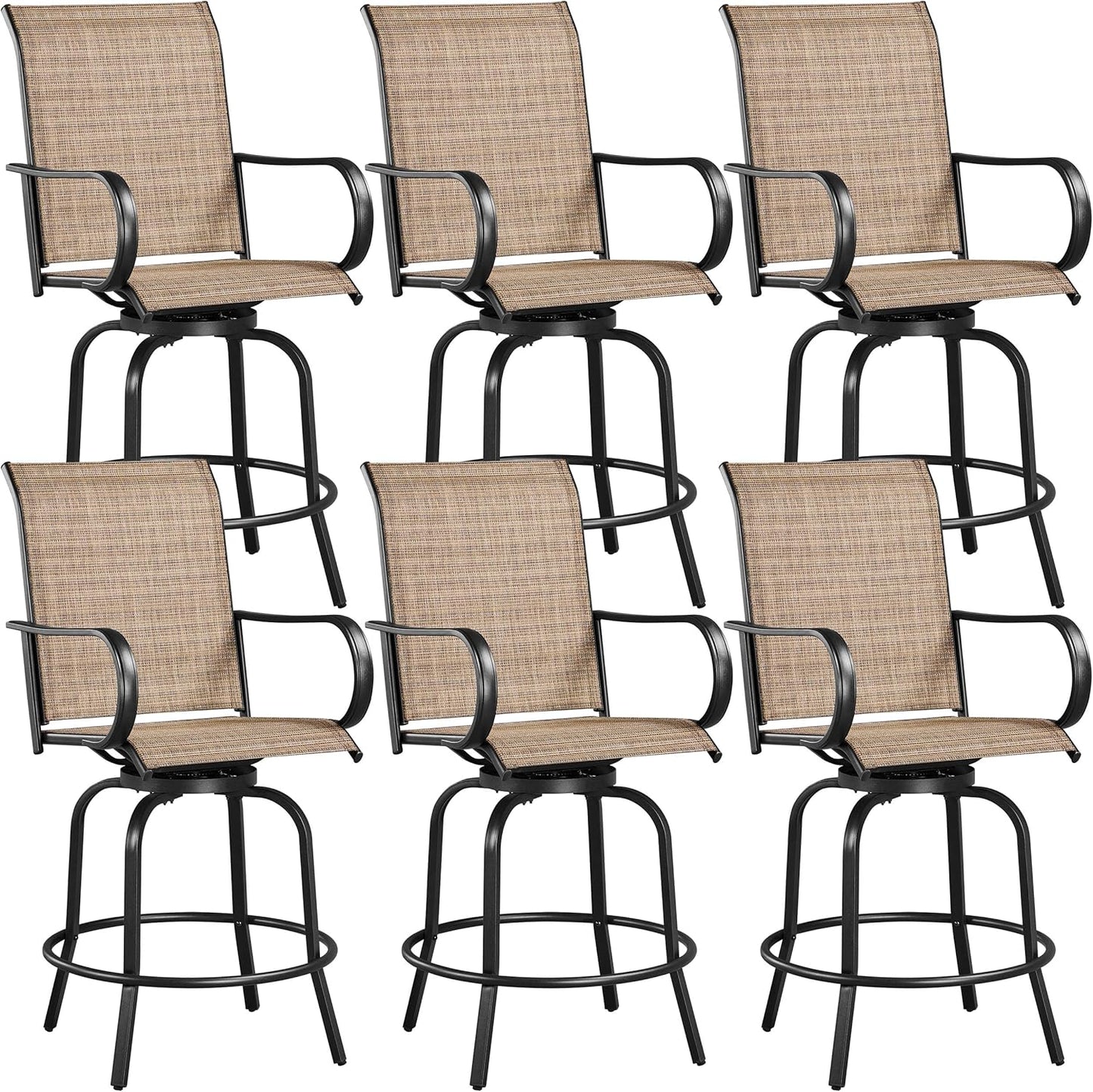 Yaheetech Outdoor Patio Swivel Bar Stools Outdoor Chairs Set of 2, All-Weather Patio Stools for Outside, Beach, Lawn, Poolside and Garden, Black