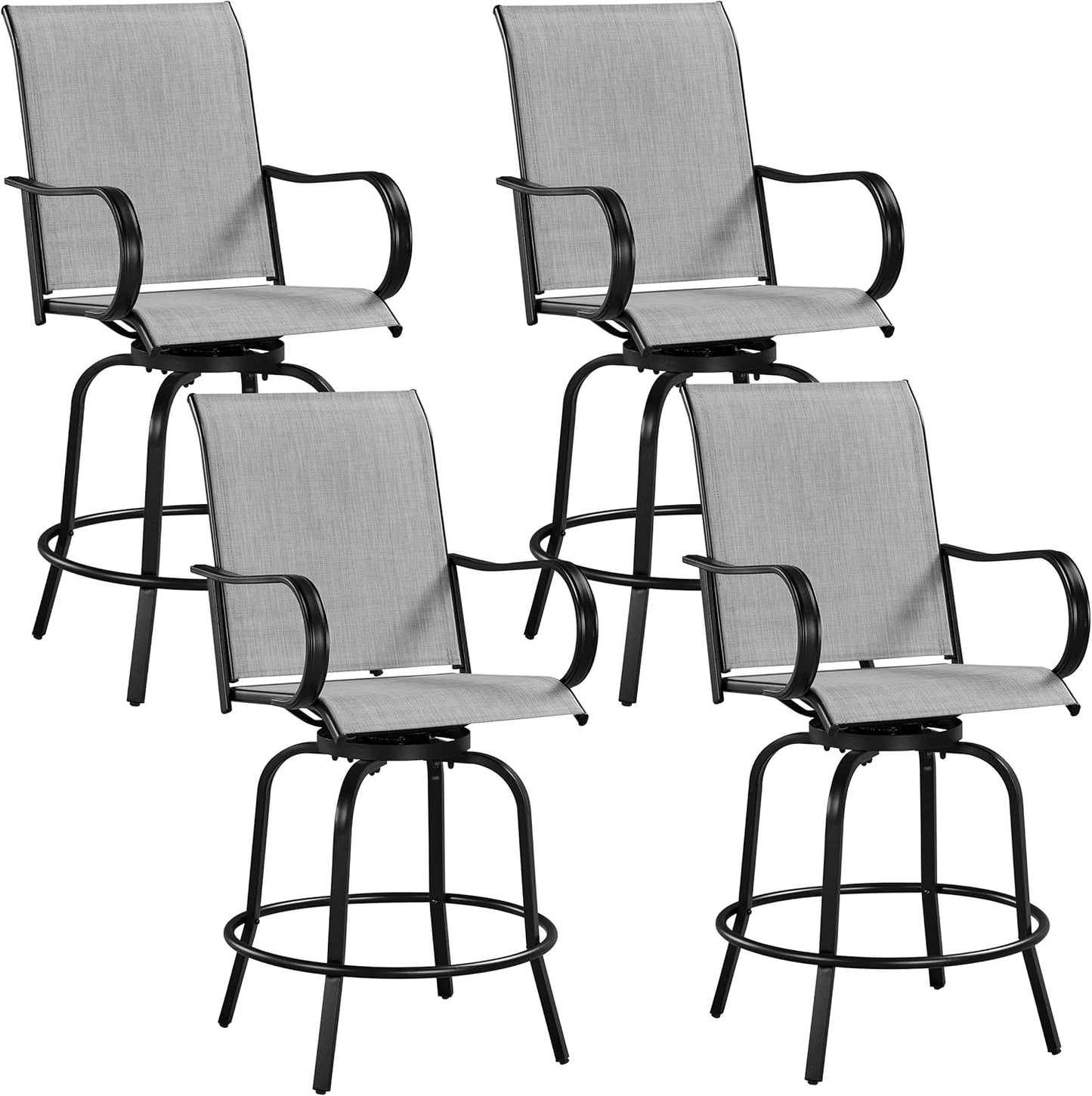 Yaheetech Outdoor Patio Swivel Bar Stools Outdoor Chairs Set of 2, All-Weather Patio Stools for Outside, Beach, Lawn, Poolside and Garden, Black
