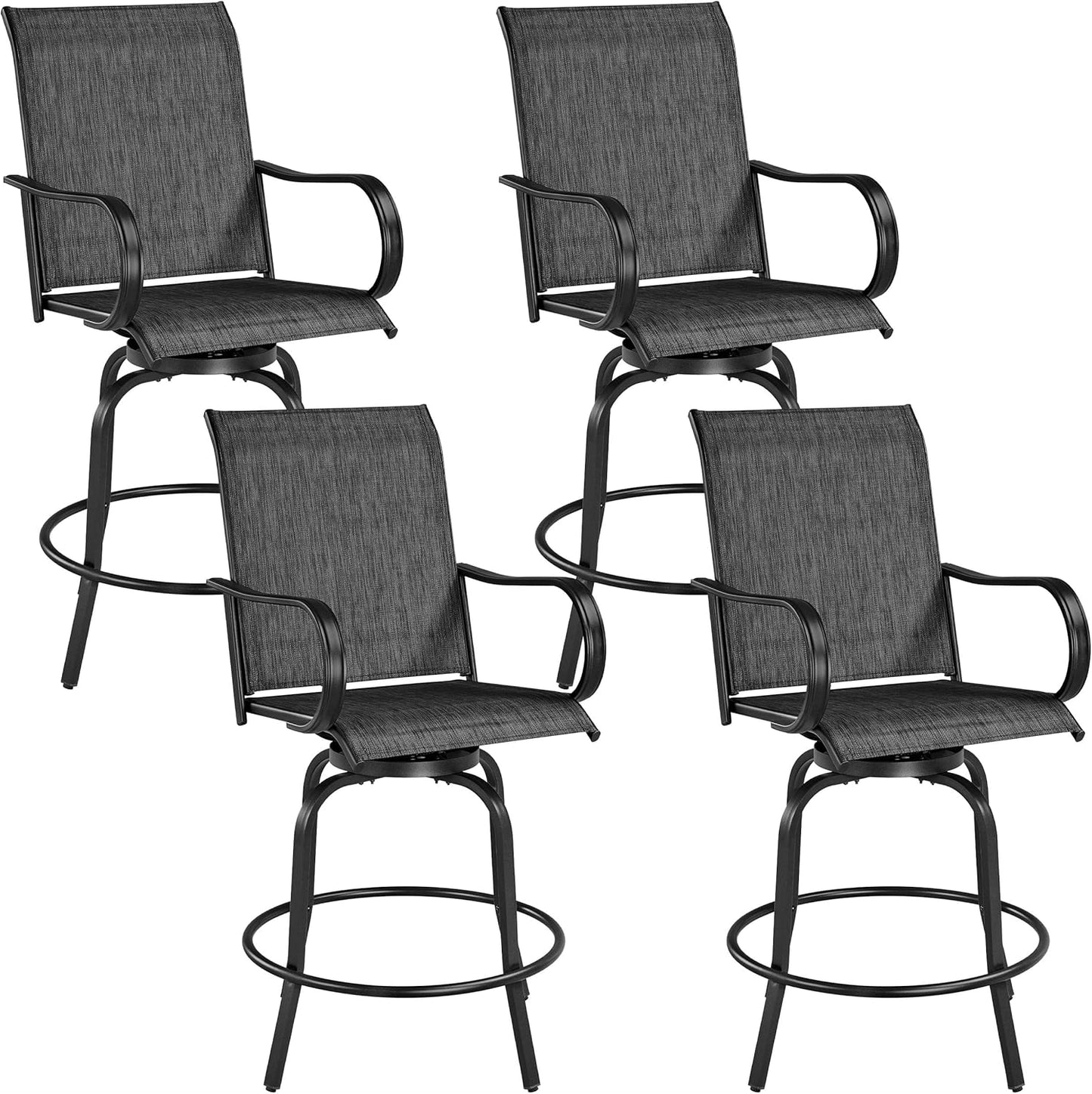 Yaheetech Outdoor Patio Swivel Bar Stools Outdoor Chairs Set of 2, All-Weather Patio Stools for Outside, Beach, Lawn, Poolside and Garden, Black
