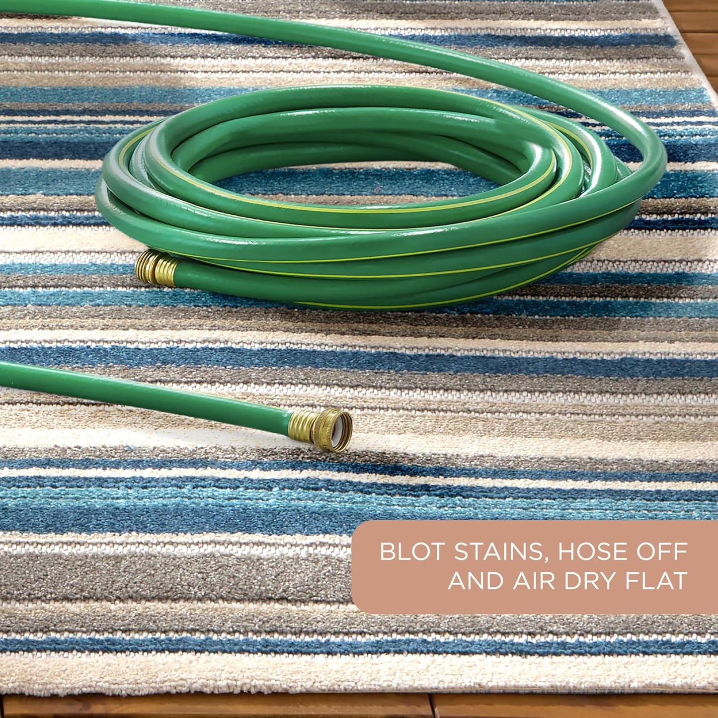TOWN & COUNTRY EVERYDAY Rio Multicolor Stripe Indoor Outdoor Area Rug, UV Fade Resistant, High-Low Pile, Blue/Multi, 3'11"x5'2"
