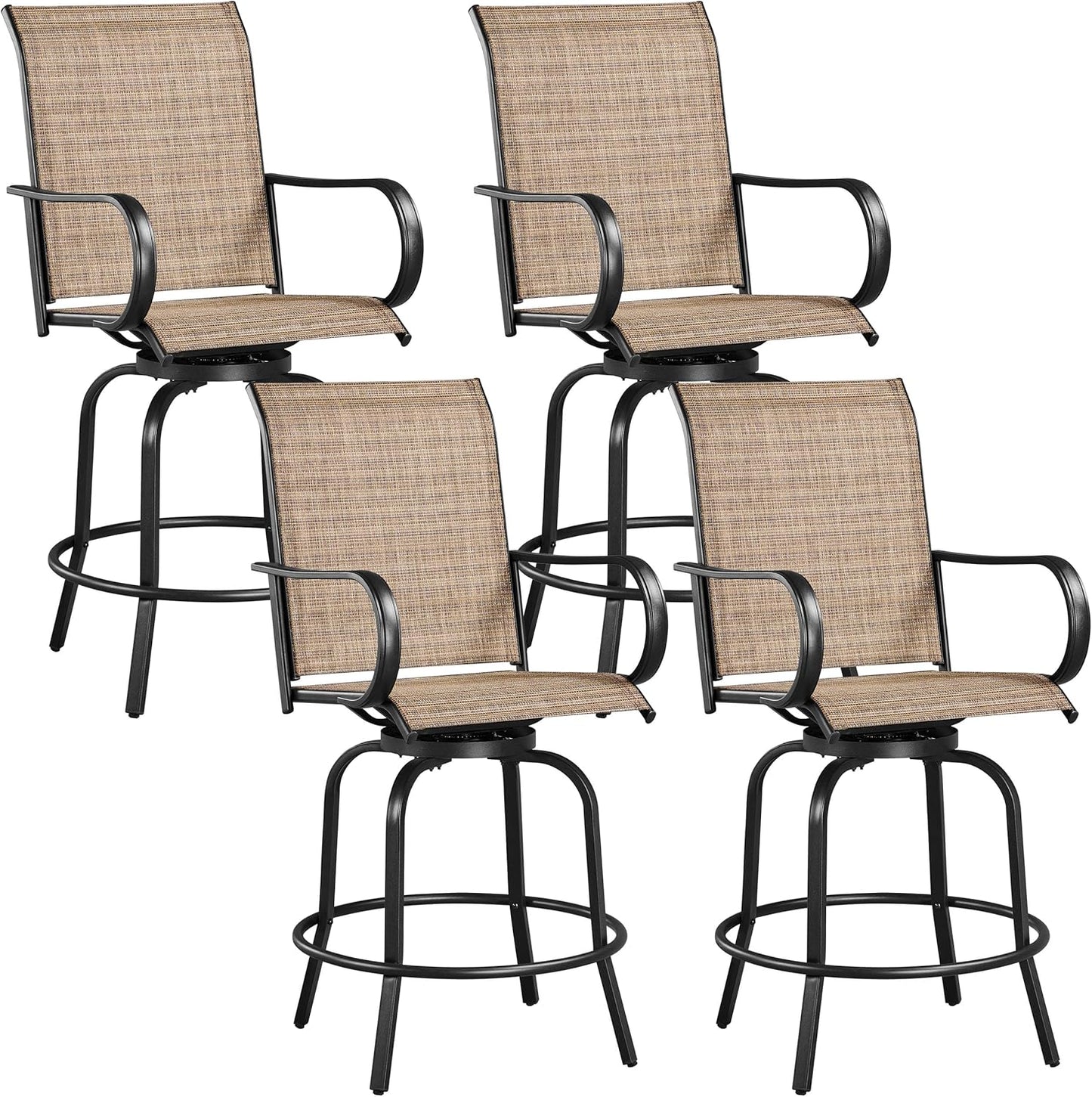 Yaheetech Outdoor Patio Swivel Bar Stools Outdoor Chairs Set of 2, All-Weather Patio Stools for Outside, Beach, Lawn, Poolside and Garden, Black
