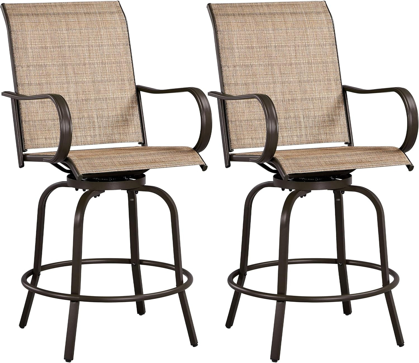 Yaheetech Outdoor Patio Swivel Bar Stools Outdoor Chairs Set of 2, All-Weather Patio Stools for Outside, Beach, Lawn, Poolside and Garden, Black