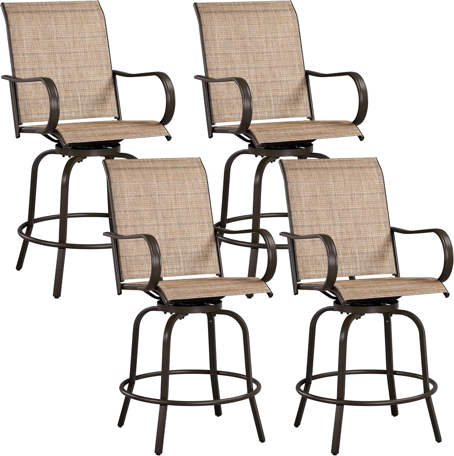 Yaheetech Outdoor Patio Swivel Bar Stools Outdoor Chairs Set of 2, All-Weather Patio Stools for Outside, Beach, Lawn, Poolside and Garden, Black