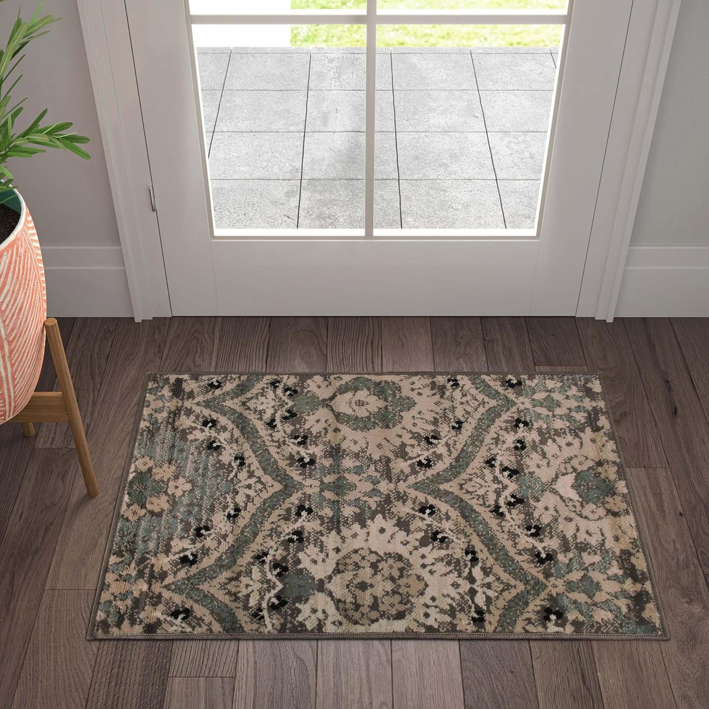 Superior Augusta 3 Piece Indoor Area Rug Set, Jute Backing, Floral Damask Decor for Hallway, Entry, Office, Kitchen, Bedroom, Living Room Floors, Plush Rugs, 2' 7" x 8', 2' x 3', 5' x 8', Beige