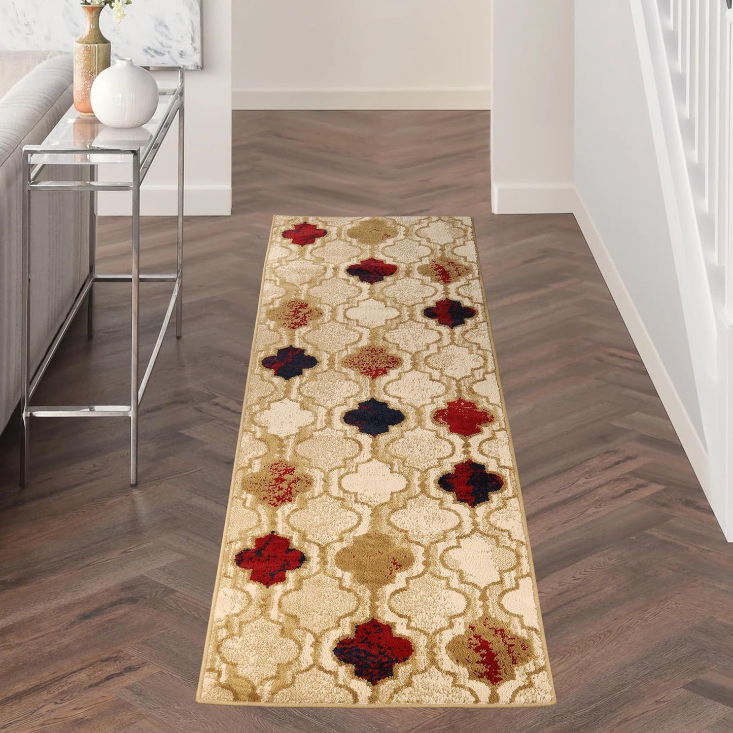 Superior Viking 3 Piece Indoor Area Rug Set, Jute Backing, Modern Trellis Decor for Hallway, Entry, Office, Kitchen, Bedroom, Living Room Floors, Plush Rugs, 2' 7" x 8', 2' x 3', 4' x 6', Chocolate